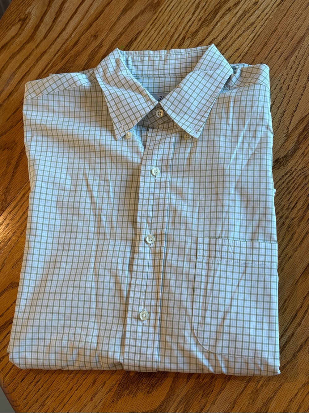 Brooks Brothers 346 Light Green and White Checked Button-Down Shirt 100% Cotton - Picture 9 of 9